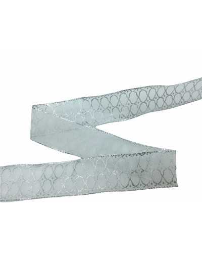 Garnituren Weihnachtsband Organza Geometrisch Silber Hoch 25 mm
