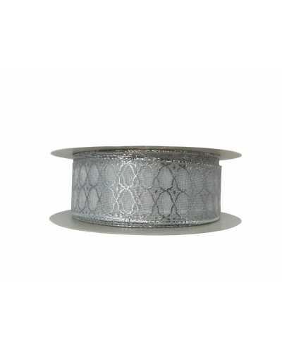 Garnituren Weihnachtsband Organza Geometrisch Silber Hoch 25 mm