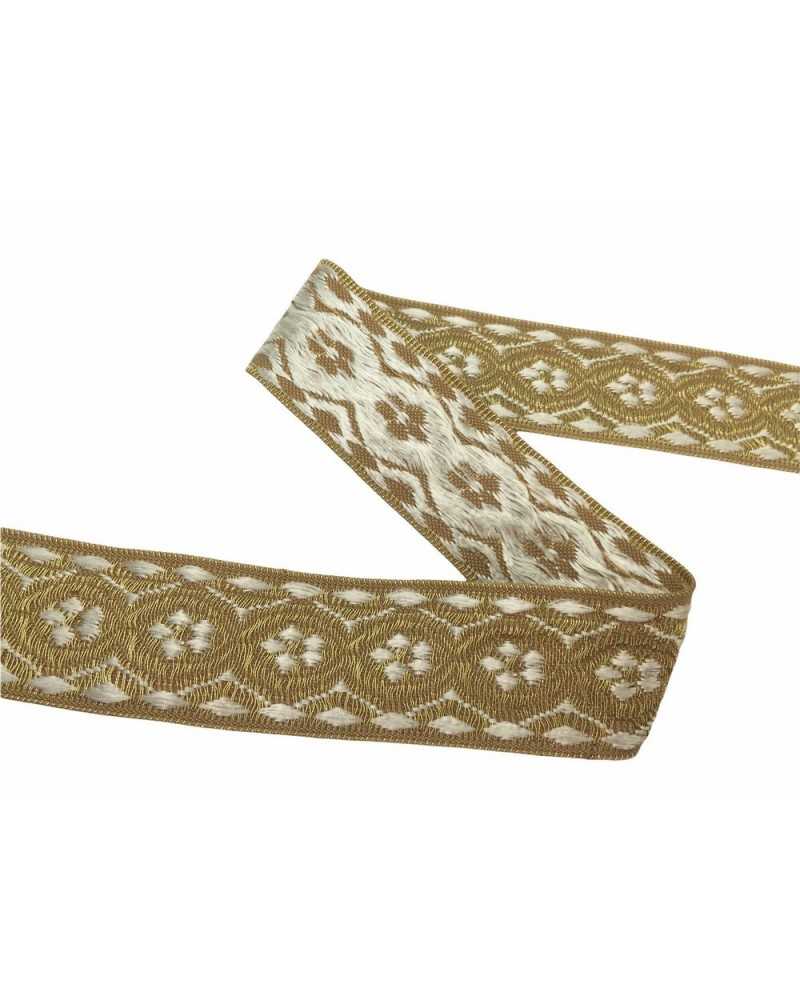 Besatzbordüre, Heiliges Gold, Gelb, Gallonen-Stickerei, Spitzenabdeckung, 33 mm hoch