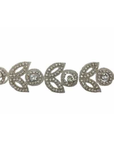 Parche Termoadhesivo Flor Hoja De Plata Strass Flor 55x50 Mm