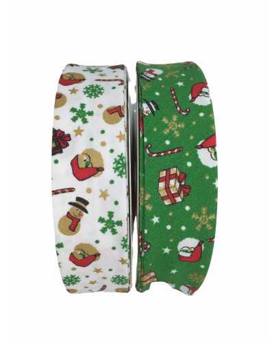 Trimmings Schrägband aus weihnachtlichem Lurex mit diagonalem Querbalken, 3 cm hoch