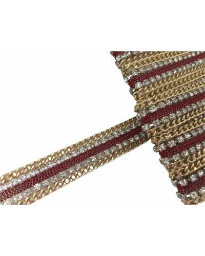 50 cm lange Kette zum Aufbügeln, Strass, Silber, Gold, 15 mm hoch