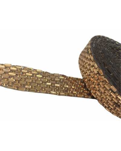 20 Cm Passementerie Ruban Strass Rond Rectangle Thermocollant Haut 2 Cm