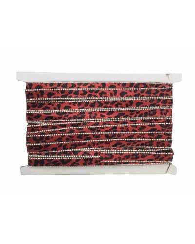 50 Cm Passementerie Animalier Strass Thermocollant Léopard Haut 15 Mm