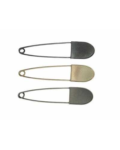 Epingle pour manteau ou cape en acier poli moleté 105x23 mm