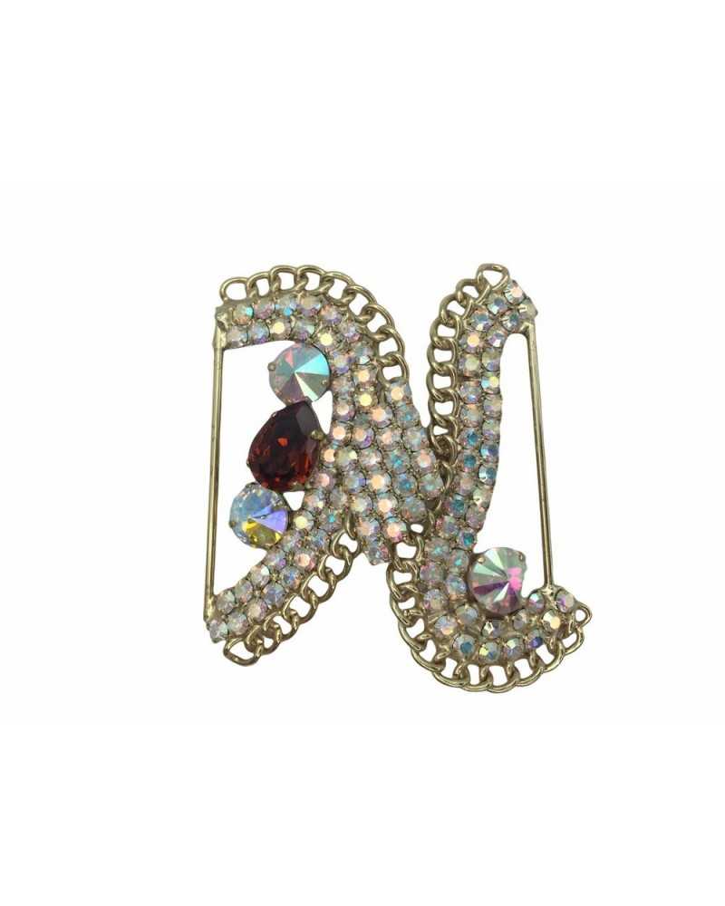 Patère pierres élégantes et swarovski 8 x 9 cm base dorée