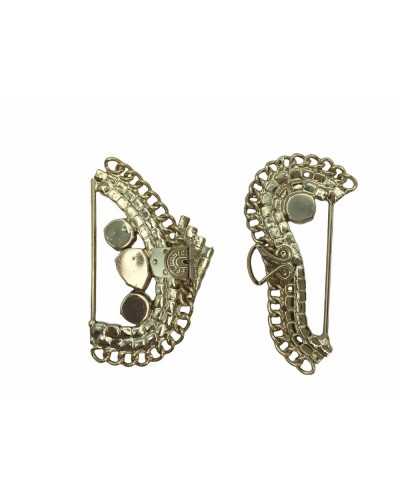 Hook elegant stones and swarovski 8 x 9 cm gold base