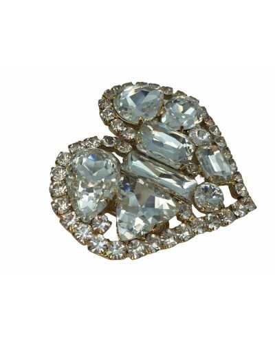 Hook Silver Jacket Clothing Mixed Stones Rhinestones Heart 10 x 9 Cm