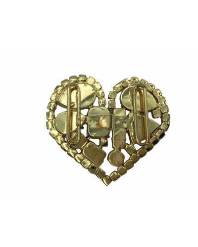 Hook Silver Jacket Clothing Mixed Stones Rhinestones Heart 10 x 9 Cm