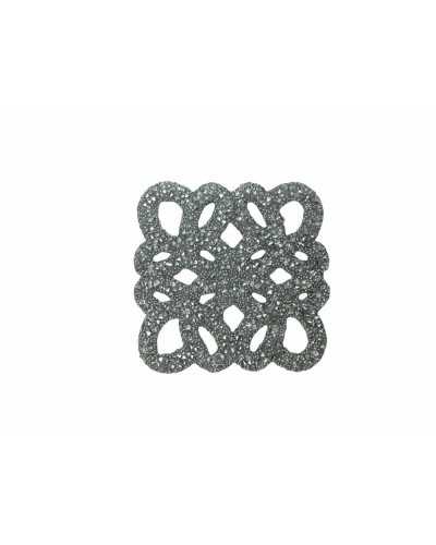 Application Thermocollante Argent Micro Strass Patch Carreau Modèle 45x50 Mm