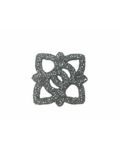 Application Thermocollante Argent Micro Strass Patch Carreau Modèle 4x4 Cm