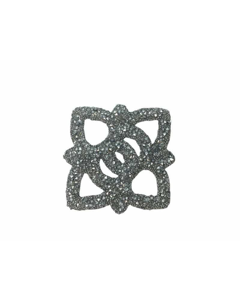 Application Thermocollante Argent Micro Strass Patch Carreau Modèle 4x4 Cm