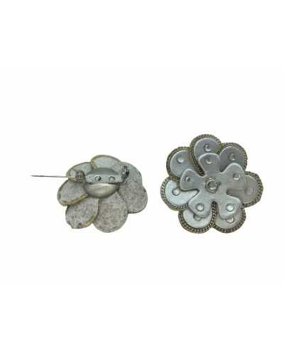Brooch Application Flower Faux Leather Rhinestone Metal Chain Fashion 4x4 Cm