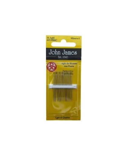 16 Aiguilles Broderie Main Classique Mis. 6 Astuce Trois Etoiles John James 4 cm de haut
