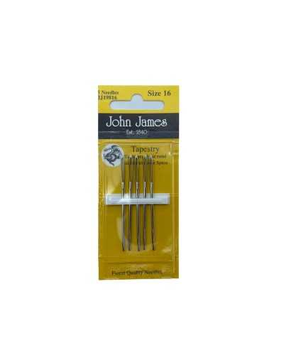 5 Aghi Lana Mano Mis 16 Senza Punta Tapestry Arazzo Punto Croce Tre Stelle John James Alti 55 Mm