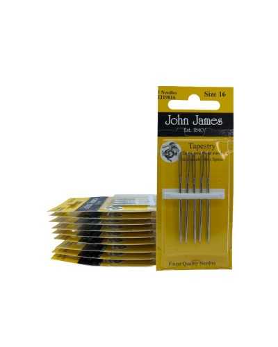5 Aghi Lana Mano Mis 16 Senza Punta Tapestry Arazzo Punto Croce Tre Stelle John James Alti 55 Mm