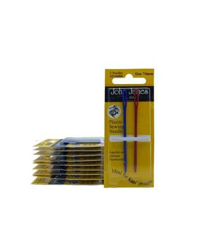 2 Aiguilles Laine Plastique Taille 74 Mm Pointe Ronde Trois Étoiles John James