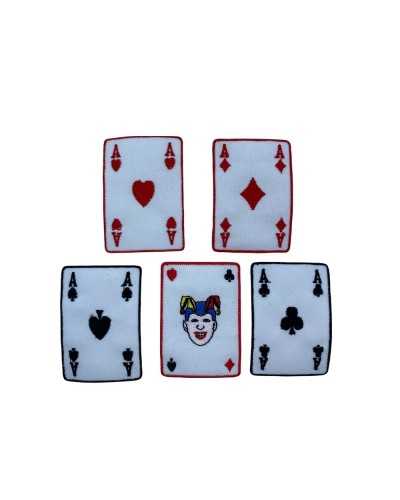 Applikationspatch zum Aufbügeln, bestickte Pokerkarten, weiß, 65 x 45 mm