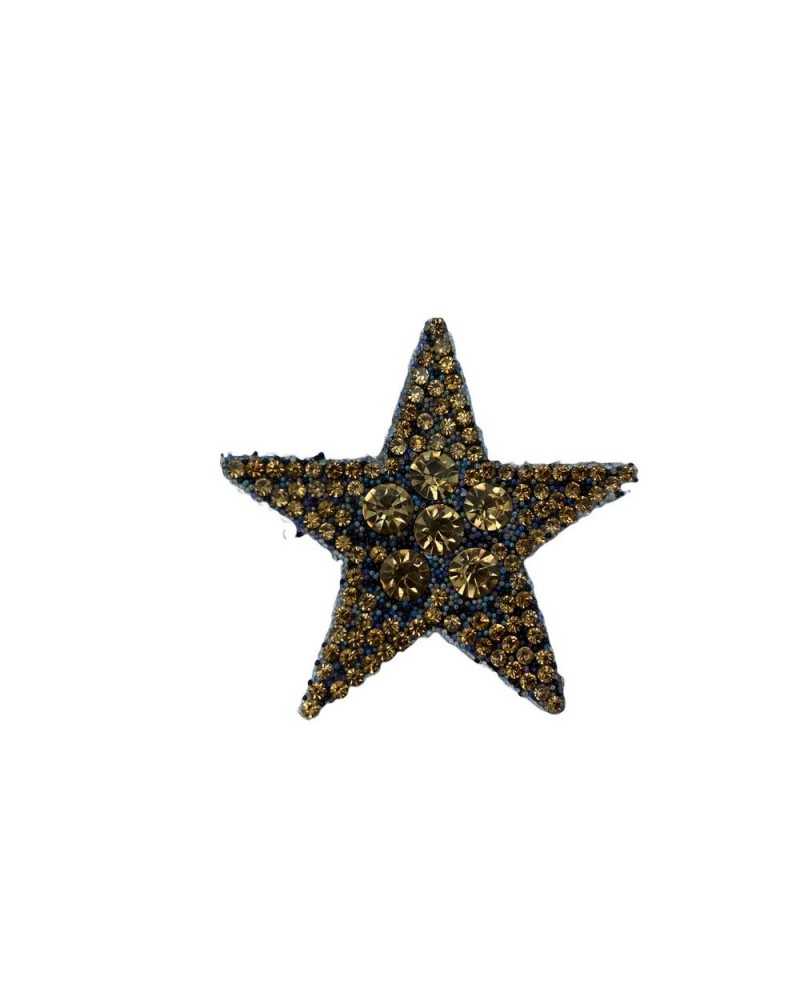 Ecusson Thermocollant Etoile Strass Grand Petit 5x5 Cm