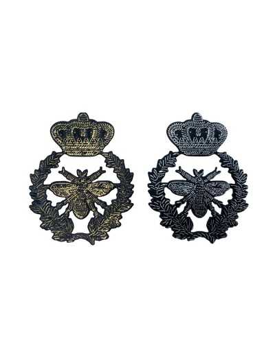 Gummiflicken zum Aufbügeln, fliegendes Insekt, Biene, Kronen-Emblem, 45 x 60 mm