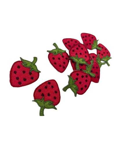 Application Patch Iron-on Patch Fabric Embroidery Red Strawberry 3x3.5 Cm