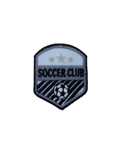 Application Iron-on Patch Sport Ball Patch Shield Emblem Embroidery Silver Star Lurex 1 45x55 Mm