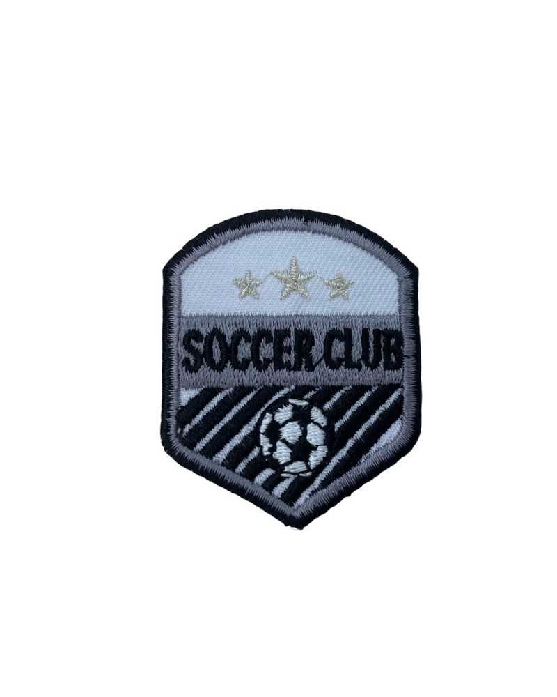 Application Iron-on Patch Sport Ball Patch Shield Emblem Embroidery Silver Star Lurex 1 45x55 Mm