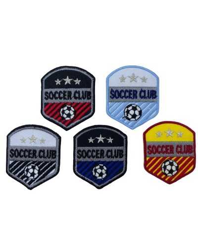 Application Iron-on Patch Sport Ball Patch Shield Emblem Embroidery Silver Star Lurex 1 45x55 Mm