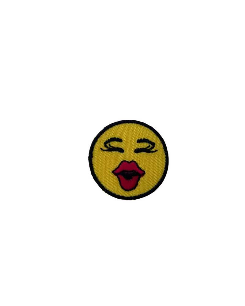 Aufnäher zum Aufbügeln, rundes Smiley-Emoticon, 3 cm