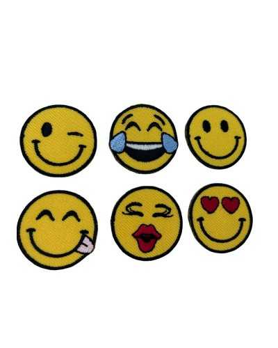 Aufnäher zum Aufbügeln, rundes Smiley-Emoticon, 3 cm