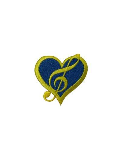 Parche Termoadhesivo Aplicación Jeans Corazón Bordado Nota Musical 5x5 Cm
