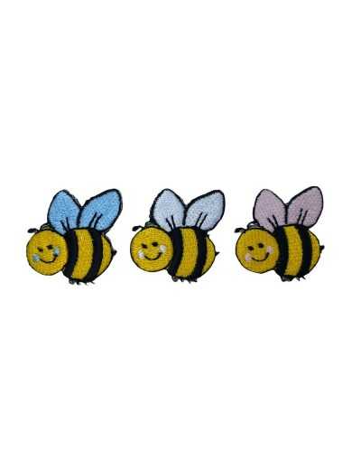 Aufnäher zum Aufbügeln, bestickt, gelb-schwarze Bienenflügel, 30 x 35 mm