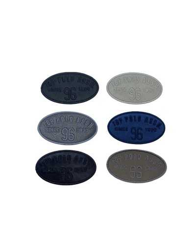 Application Ecusson Simili Cuir Brodé Thermocollant Ecrit Ovale 7x4 Cm