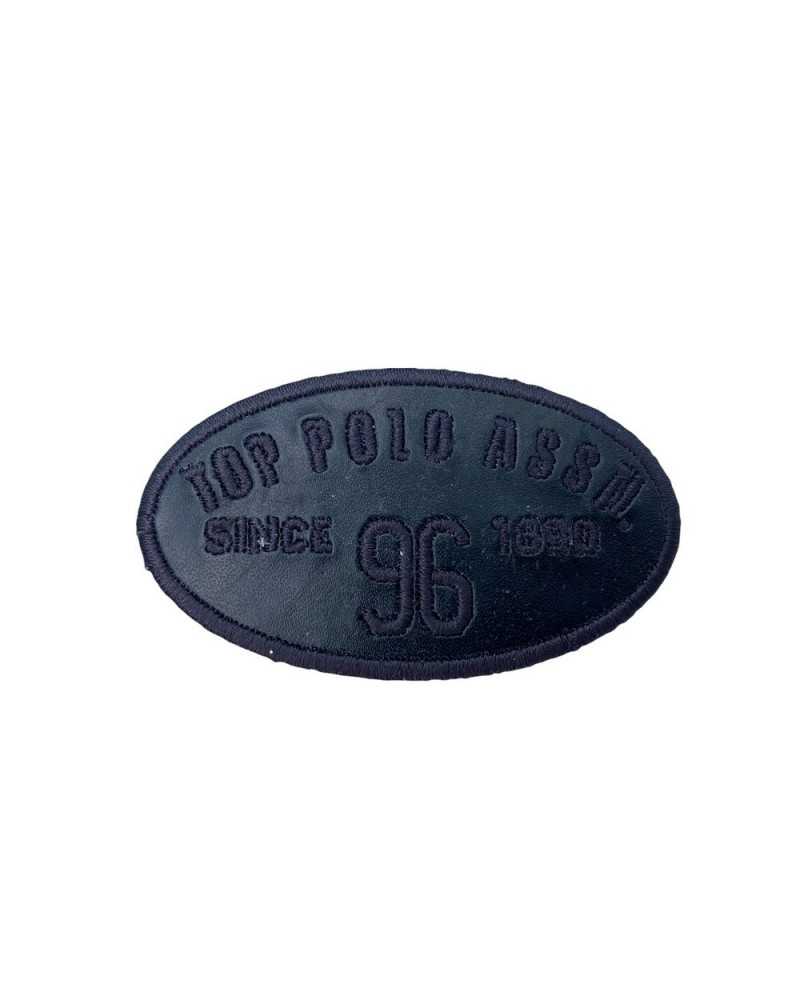 Applicazione Toppa Patch Finta Pelle Ricamo Scritta Ovale Termoadesiva 7x4 Cm