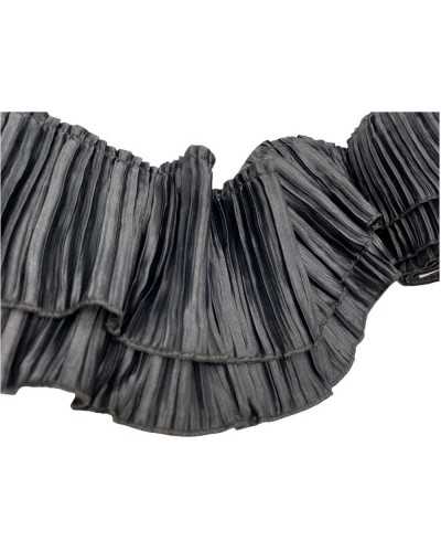 50 Cm Passamaneria Rouches Plissè Elastico Raso Mano Seta Doppia Balza Alta 13 Cm