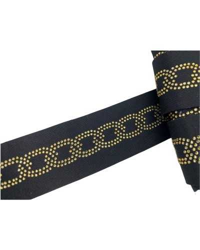 Passementerie Ruban Maille Semi-élastique Modèle Chaîne Strass Bande Lurex 4 Cm De Haut