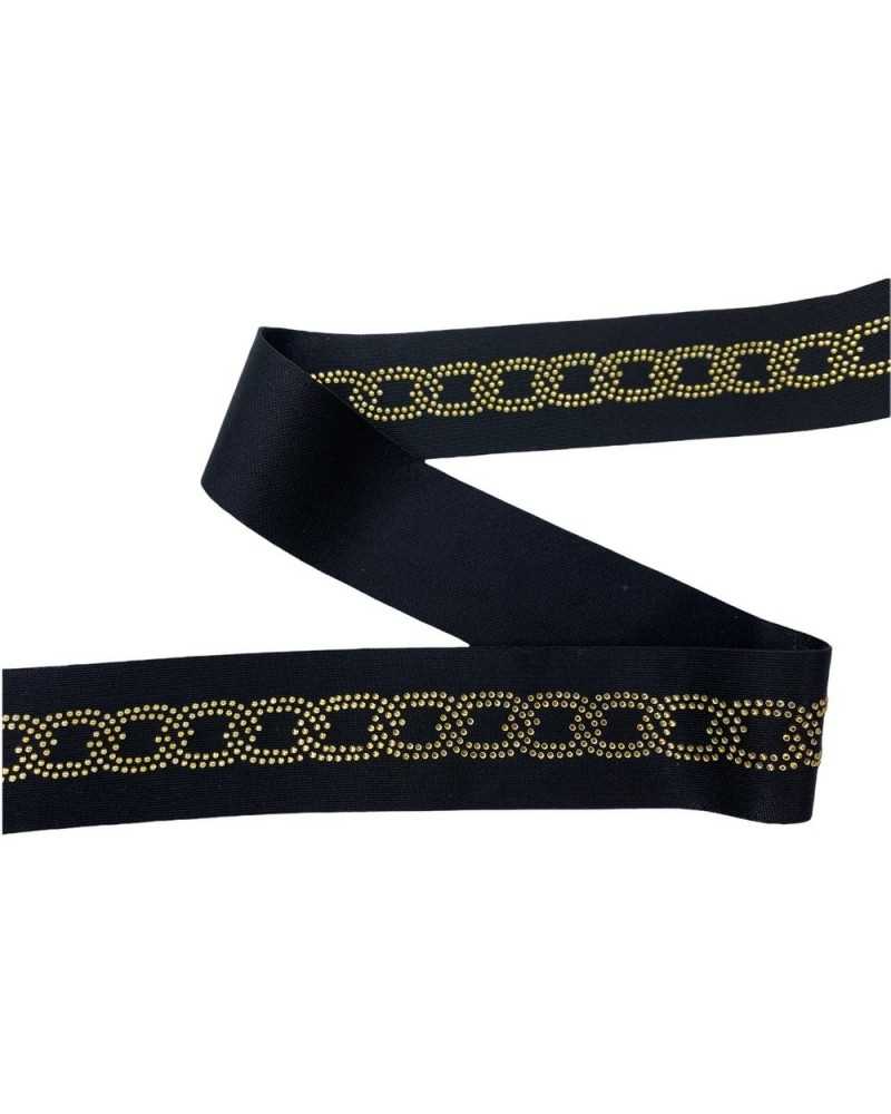 Besätze Halbelastisches Netzband Strasskette Modell Lurexband 4 cm hoch
