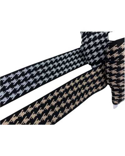 50 Cm Trimmings Elastic Base Black Embroidery Gallon Pied De Poule Lurex High 4 Cm