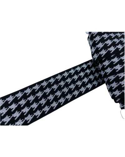 50 cm Verzierungen, elastische Basis, schwarze Stickerei, Gallon Pied De Poule, Lurex, Höhe 4 cm