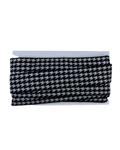 50 cm Verzierungen, elastische Basis, schwarze Stickerei, Gallon Pied De Poule, Lurex, Höhe 4 cm