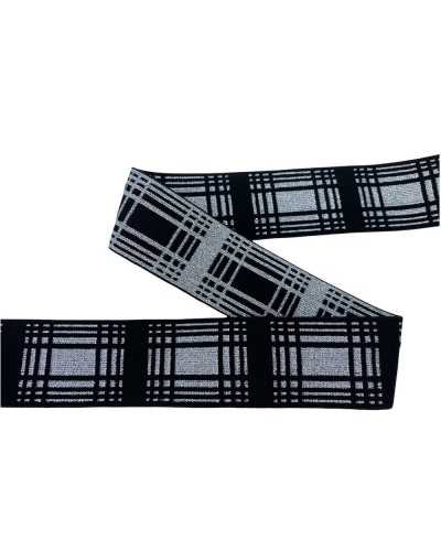 50 Cm Passementerie Ruban Élastique Base Noir Brodé Galon Ecossais Lurex Haut 4 Cm