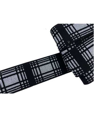 50 Cm Trimmings Elastic Ribbon Black Base Embroidered Scottish Galloon Lurex High 4 Cm