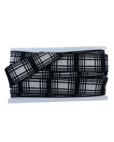 50 Cm Passementerie Ruban Élastique Base Noir Brodé Galon Ecossais Lurex Haut 4 Cm