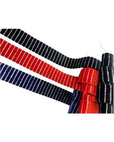 50 Cm Double Face Elastic Trimming Ribbon Vertical Line Lurex Glitter Velvet Silk Type 25 Mm High