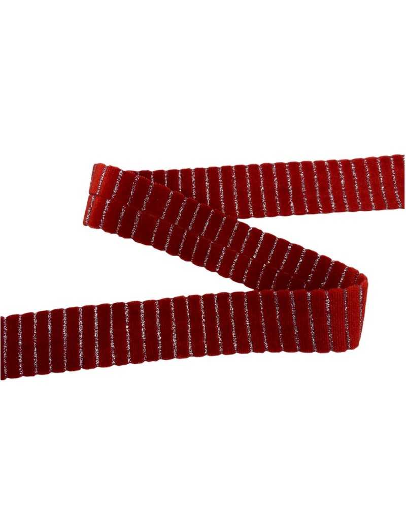 50 cm doppelseitiges elastisches Besatzband, vertikale Linie, Lurex, Glitzer, Samt, Seide, 25 mm hoch
