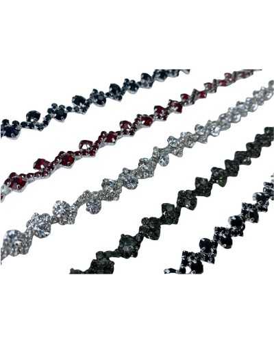 Passementerie 10 Cm Cache Point Lumineux Bijou Strass Métal Argenté 1 Cm De Haut
