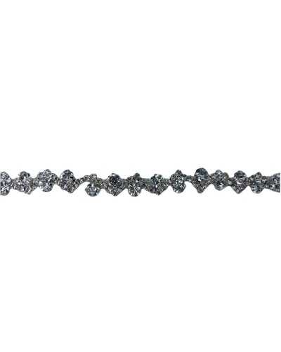 Passementerie 10 Cm Cache Point Lumineux Bijou Strass Métal Argenté 1 Cm De Haut