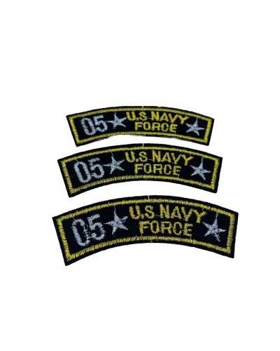 Toppa Patch Thermische Klebstoff Stoff bestickt Schriftliche Lurex Schwarz Gold Silber U.S. NAVIE 8x2 C