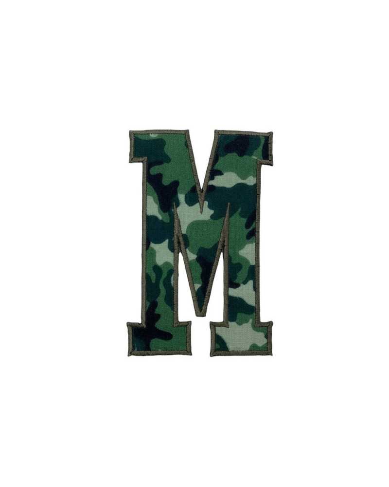Ecusson Thermocollant Lettre Camouflage Vert Haut 10 Cm