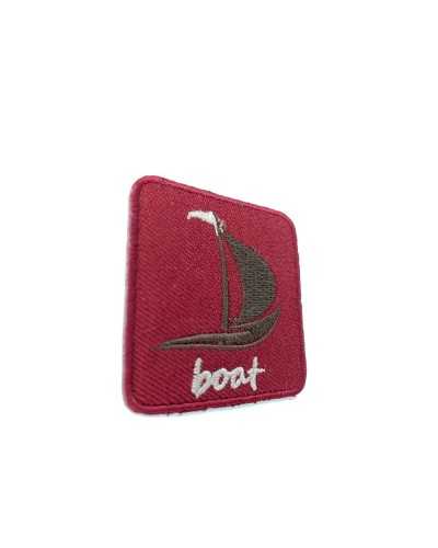 Applikation Aufnäher zum Aufbügeln, Stickerei, Segelboot, Bordeaux, 45 mm